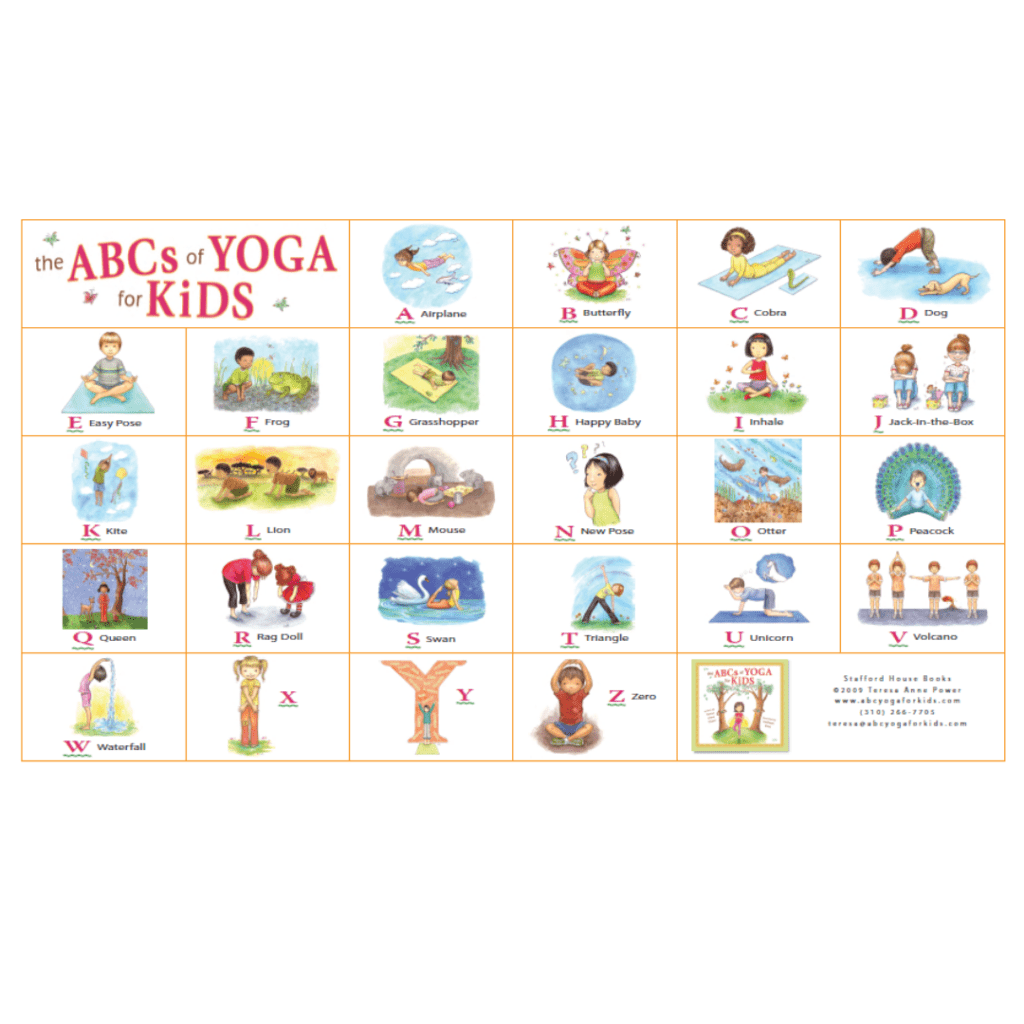 A-Z animal yoga poses, kids alphabet yoga cards, best ABC yoga cards – Ommie
